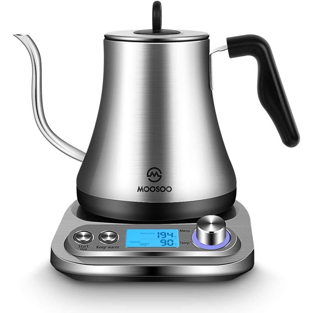 Electric Gooseneck Kettle Temperature Control & 5 Variable Presets,  Pour-over Tea Kettle for Coffee Brewing, Stainless Steel Inner, 1200W Rapid  Heating, Temp Holding, 0.8L 